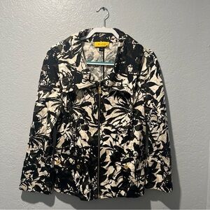 St. John Black and White Floral Bomber Jacket